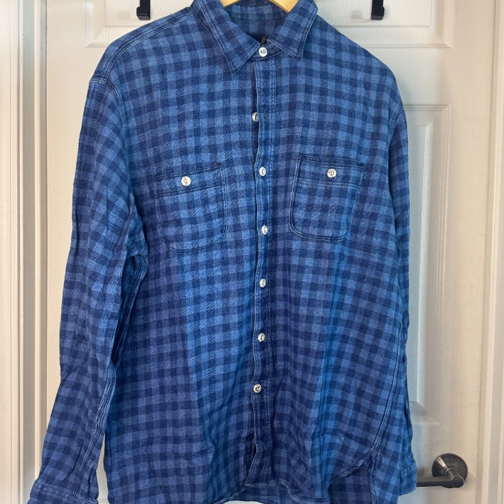 POLO Ralph Lauren Blue Checkered L/S Brushed Cotton Shirt – Men’s XL